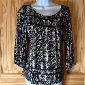 Black and Cream Geometric Lucky Brand Women's Top